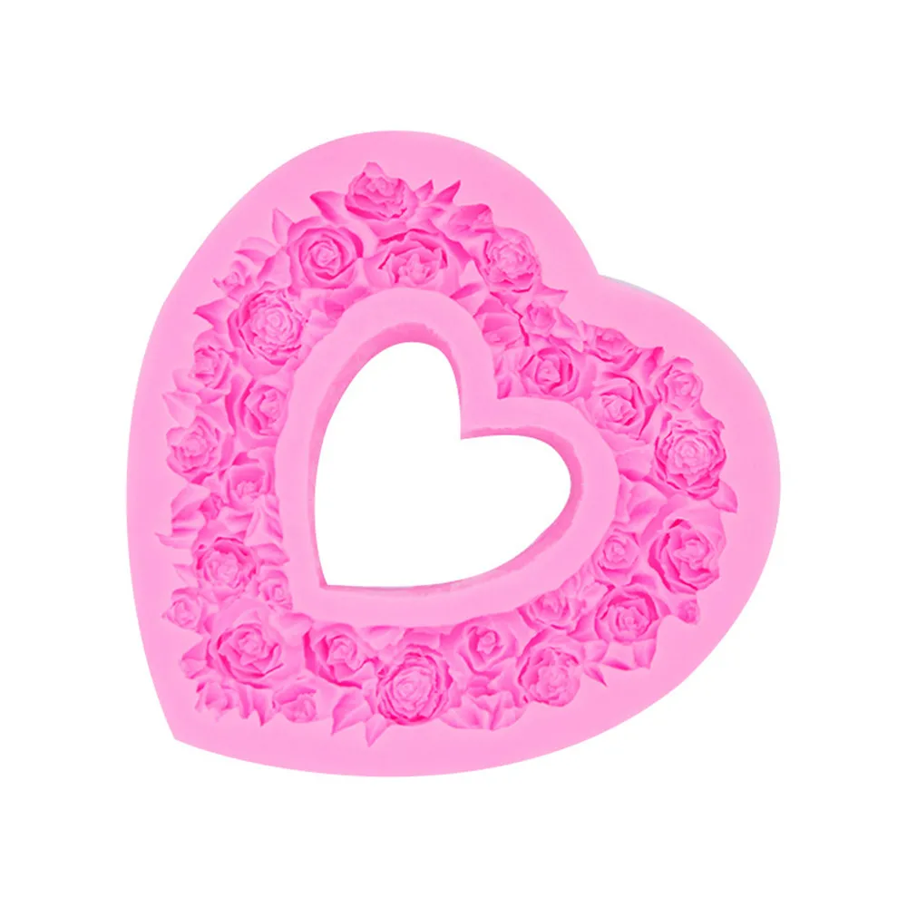Эко дружественный большой размер сердце силиконовая форма в виде цветка розы