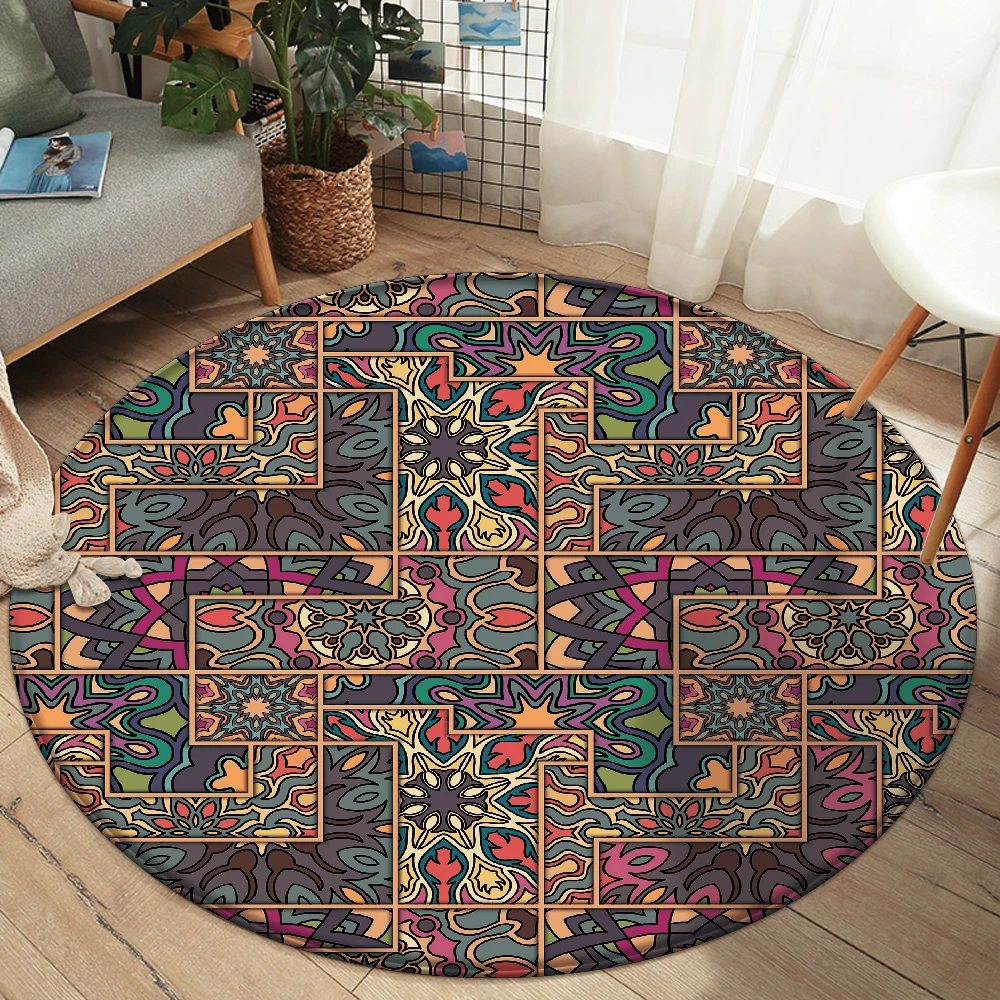

High Quality Nonslip Mandala Style Colorful Floral Pattern Rug Floor Bathroom Living Room Bedroom Carpet Decor Rugs tapis salon