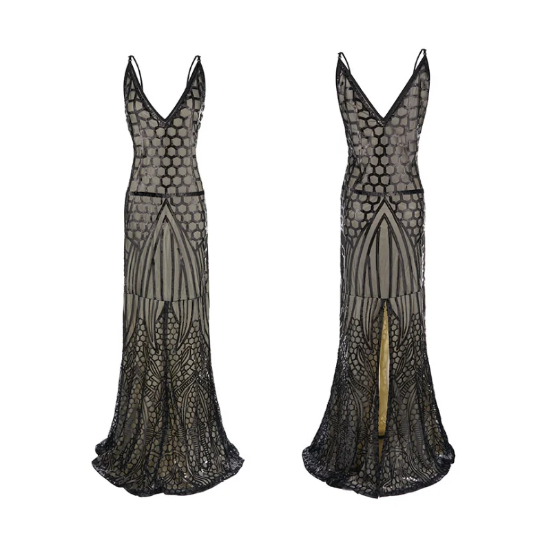 

The new sexy dress of 2020 v-neck halter and sequined dress
