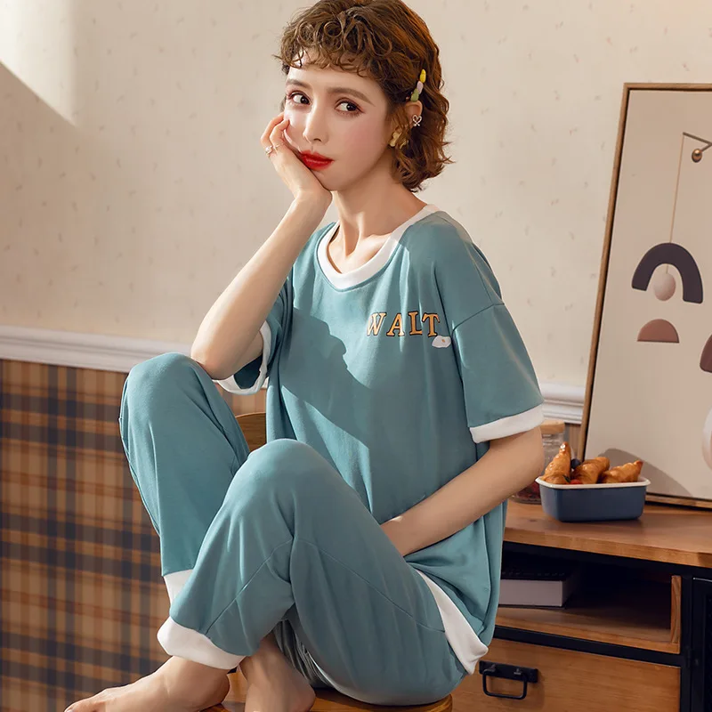 

Spring and Summer Leisure Style Green Casual Pajamas Women's Home Clothing Set Pajamas for Women Pyjamas