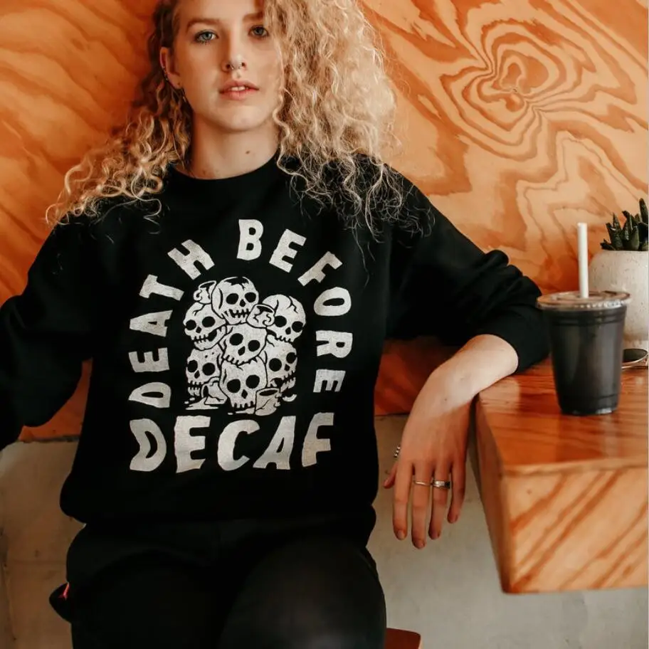 

Funny Unisex Men Women Long Sleeve Warm Hoodies Plus Size Gothic Skull Pullover Winter Thick Wool Round Neck Cotton Sweatshirts