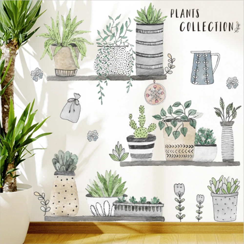 Настенные стикеры в скандинавском стиле с зелеными листьями для спальни