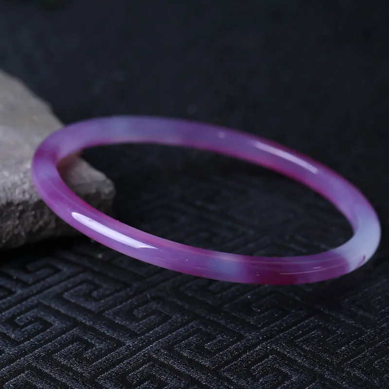 Женский Узкий браслет с натуральным агатом и цветком вишни|Гибкие жесткие