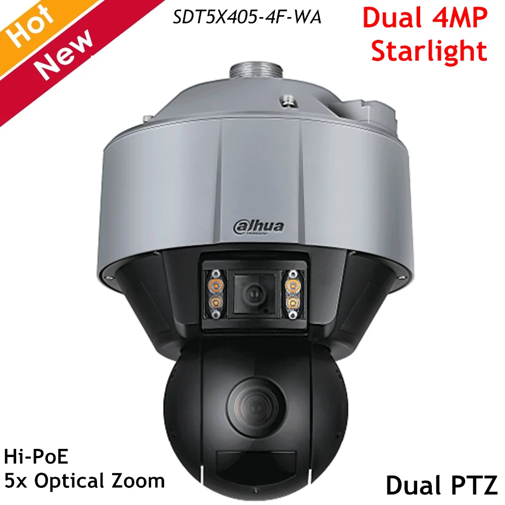 Сеть Dahua PTZ камера двойная 4MP Starlight Hunter AI мощный 5x оптический зум Авто отслеживание