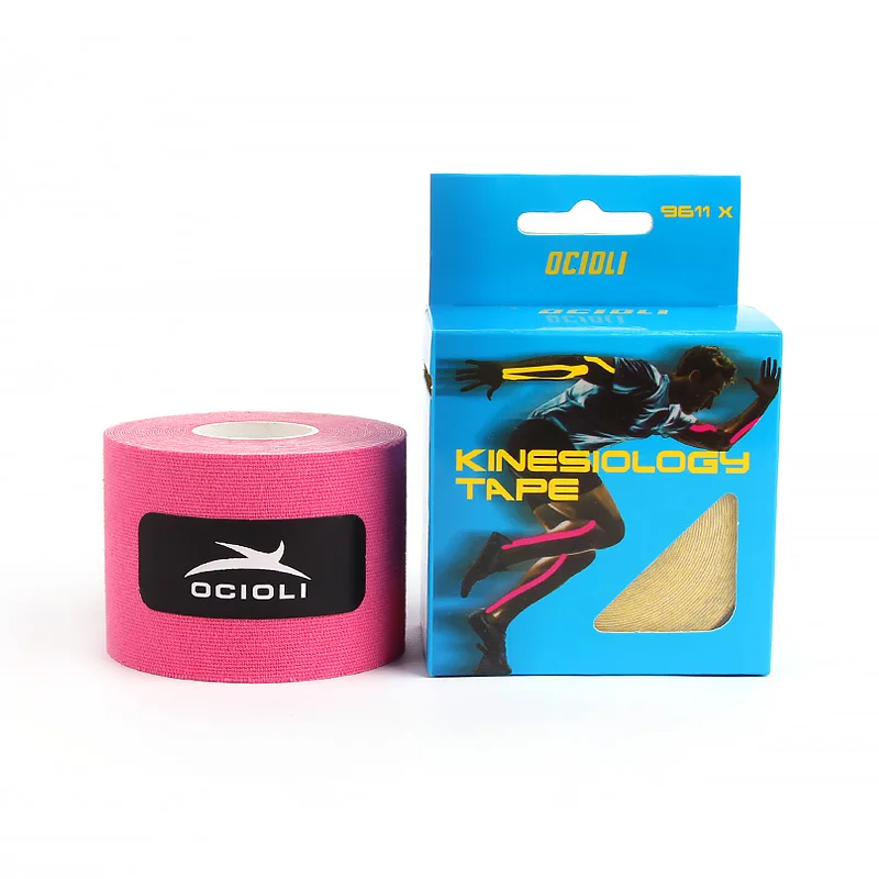 pink with box 1 рулон кинезиологической ленты рулон хлопок эластичный клейкая повязка для мышц деформация травм поддержка Наколенники Футбол Волейбол - Цвет: pink with box