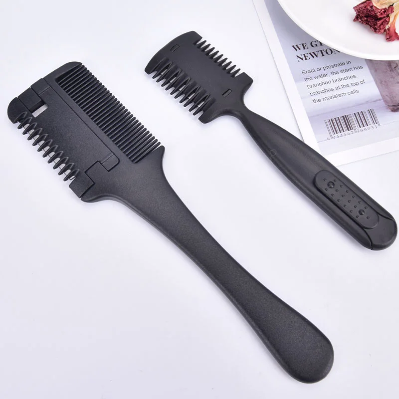 

1PC Double Side Hair Razor Comb Layer Shaper Cutting Thinning Comb with Blade Black Color