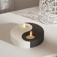 concrete candlestick silicone mold yin yang resin tealight cement mould diy gossip shape craft home decorations