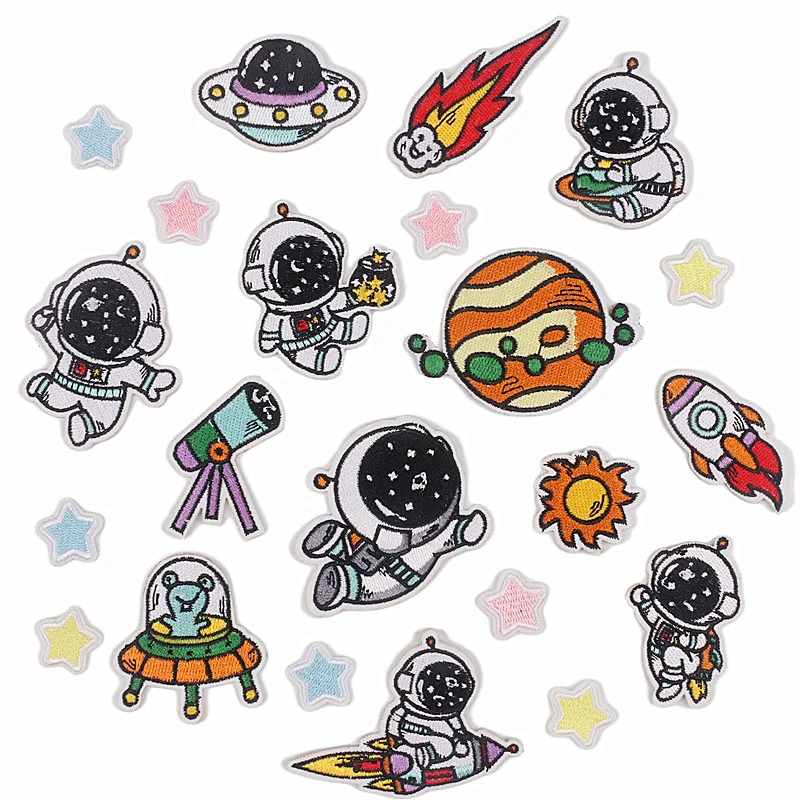 

1-3Pcs Spaceman Star Patches Sewing Iron On Patch DIY Applique Children Clothing Badge Paste Clothes Pants T-shirt Accessories