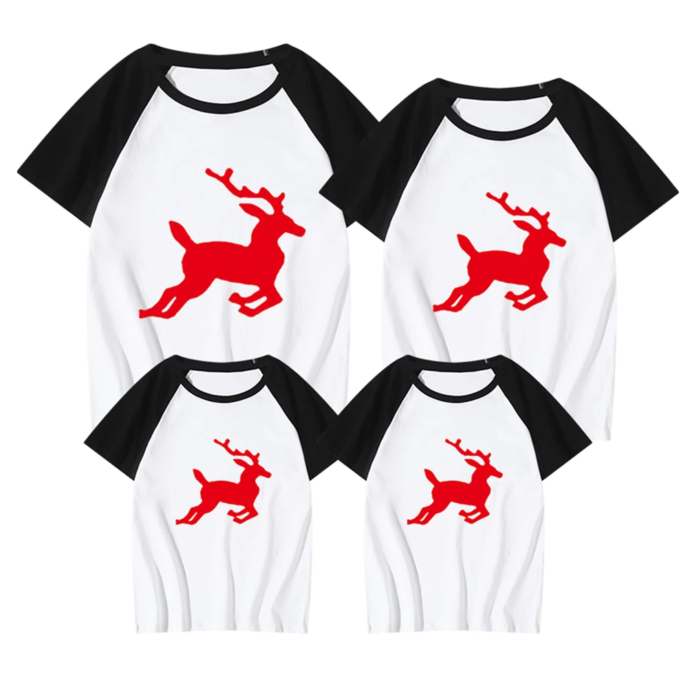 

Рождественская футболка Счастливого Рождества Семейные одинаковые наряды Рождественская футболка мамы папы малыша футболка с коротким ру...