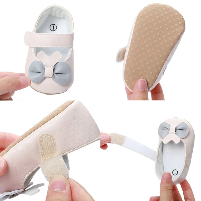 

Baby Girls First Walke Shoes Newborn Anti-Slip Cotton Heart-Shaped Shoes Winter Warm Butterfly-knot Soft