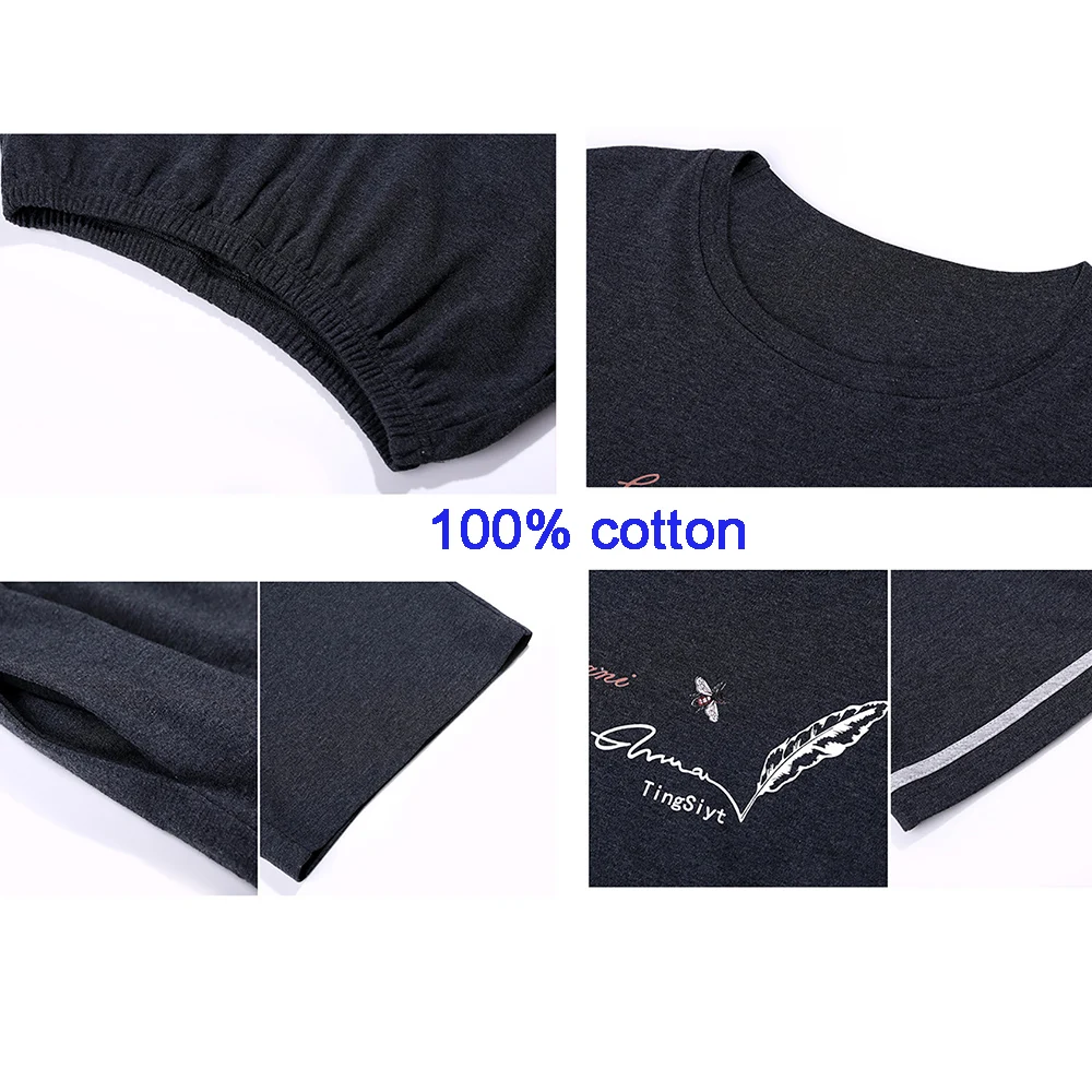 Summer 100% Cotton Pajamas for Men Fashion Letter Print Sleepwear Casual Thin Pajamas With Plaid Shorts Breathable Pajama Sets