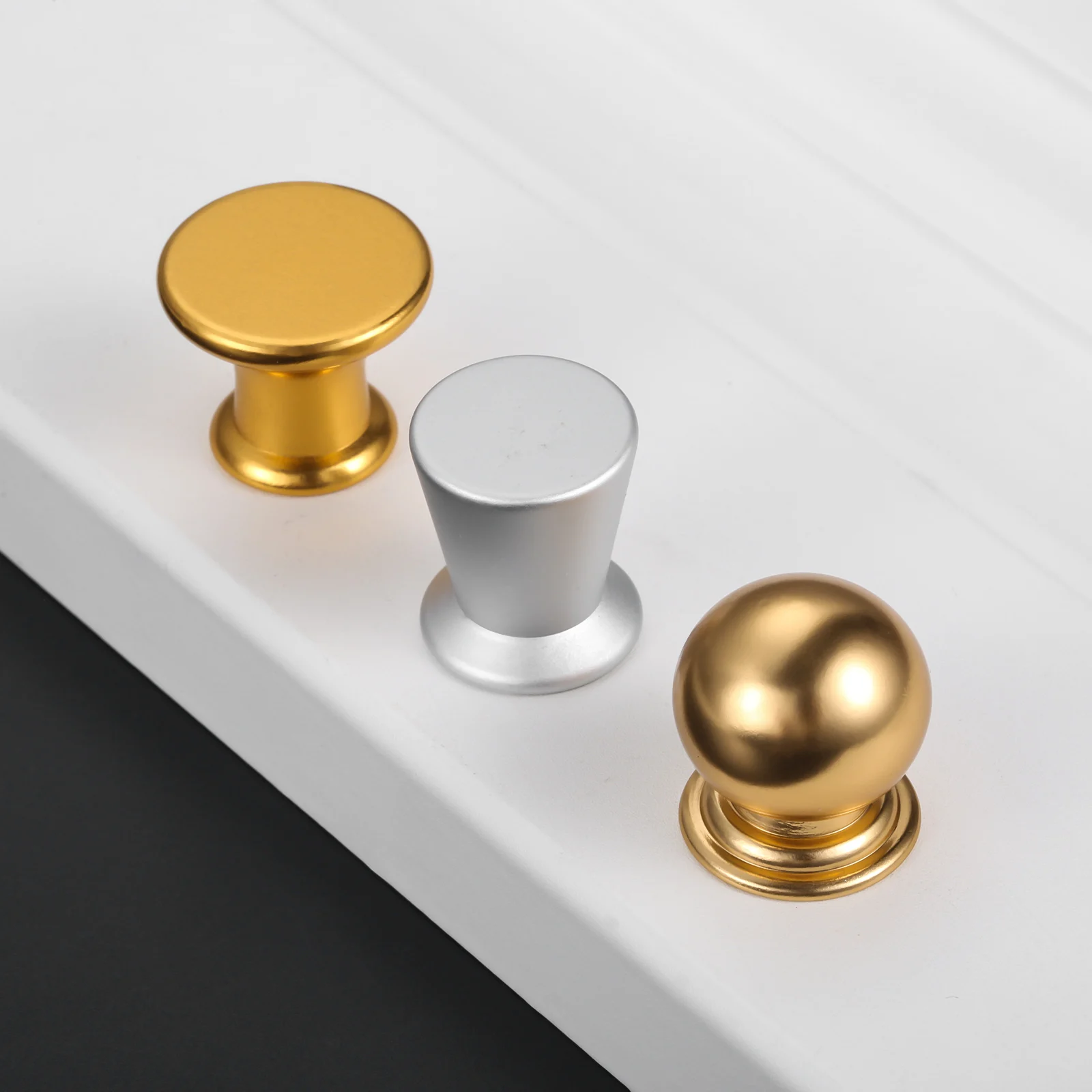 

1pc Mini Knob Furniture Ball Handle w/screw Golden/Matte Button Pull Aluminum Alloy 20-24mm Home Decor Cabinet Drawer Modern