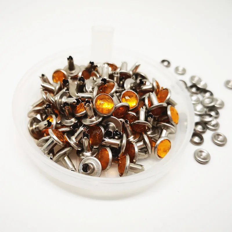 100 шт. 8 мм Разноцветные Заклепки с кристаллами и стразами серебристые заклепки