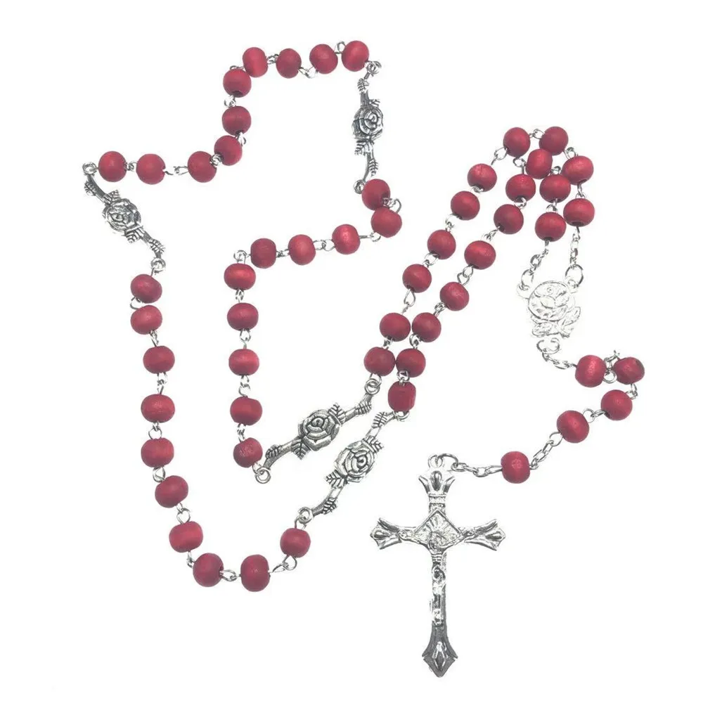 Ожерелье из красного розака/розовый розарий с четырьмя разъемами розы|beaded leather necklace|beaded collar necklacebead scarf necklace |