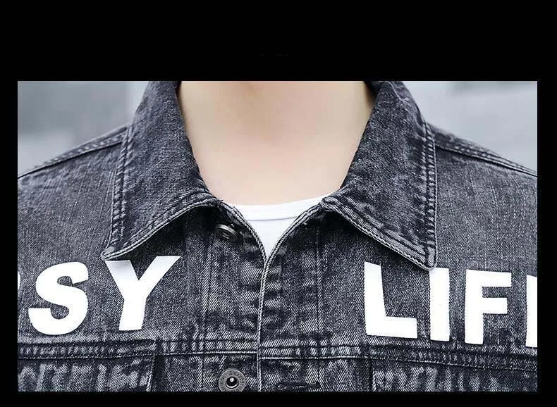 

Spring autumn 2021 Skull men's denim jacket youth all-match Korean handsome clothes jacket gown men's shirt teenagers Coat