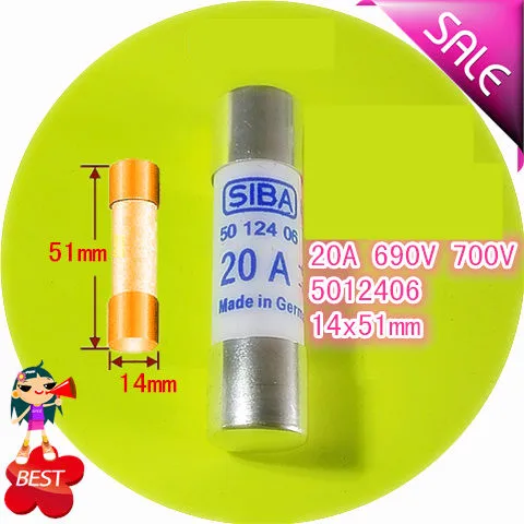 

20 a fuse 5012406 AC 690 v, 700 v 14 x51mm fuse tube molten core