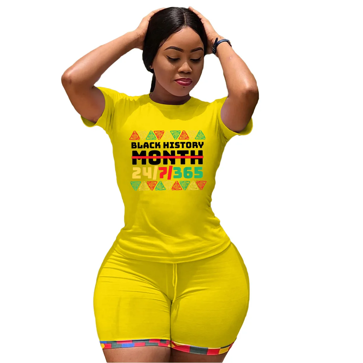 

Women Letter Print Two 2Piece Set Outfit Fashion O-neck T-shirt and Shorts Matching Set Sport Sweatsuit