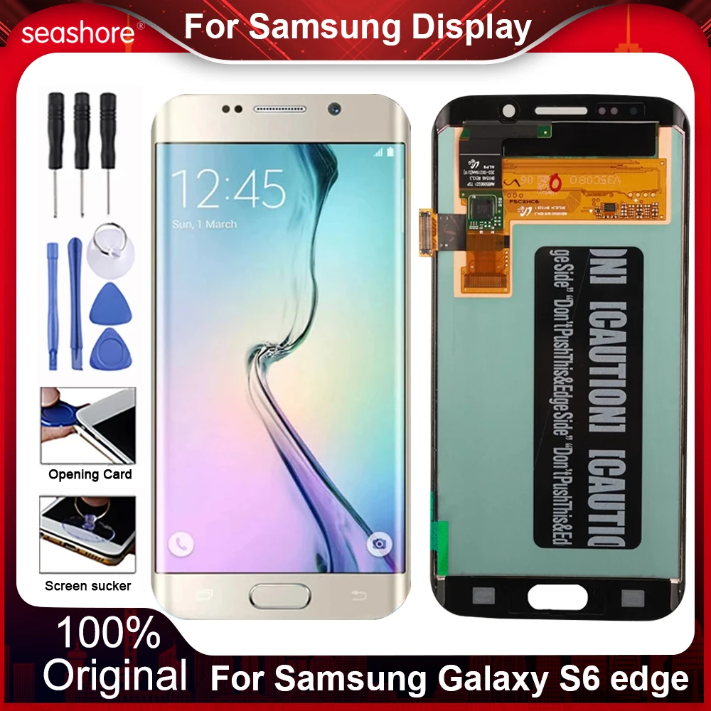 Pantalla t&aacute;ctil LCD Original para Samsung Galaxy S6 Edge, piezas de repuesto de digitalizador-0