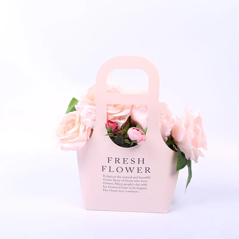 

1PC Flower Box Kraft Paper Gift Pakcling Foldable DIY Supplies Tote Multifunction