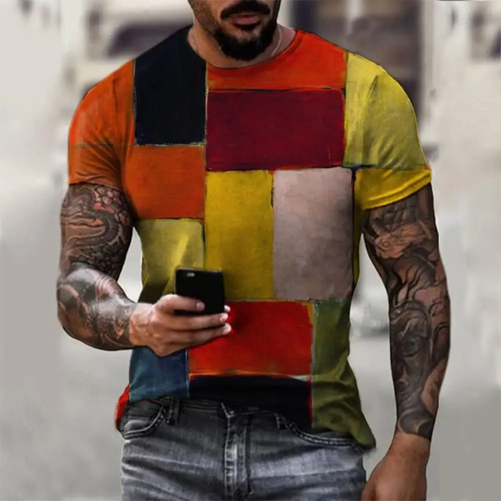 

3D Printed Men Crew Neck Short Sleeve Tops Summer Male Fitness T Shirts Tees
