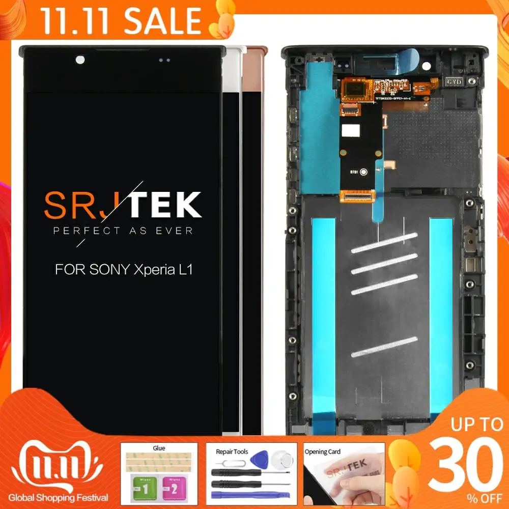 ЖК дисплей для SONY Xperia L1 5 дюйма 1280x720 сенсорный экран Sony дигитайзер с рамкой|Экраны