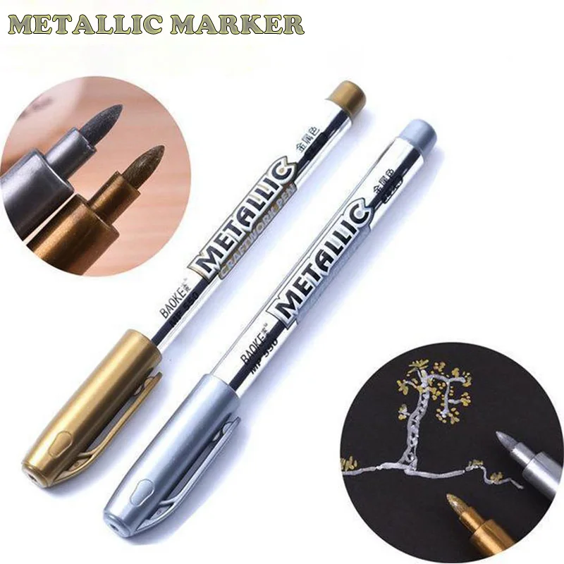 

Marker Pen Set Gold and Silver Craftwork Pens Markers for Drawing Art Supplies for Student Creative DIY Painting Marker Sign Pen