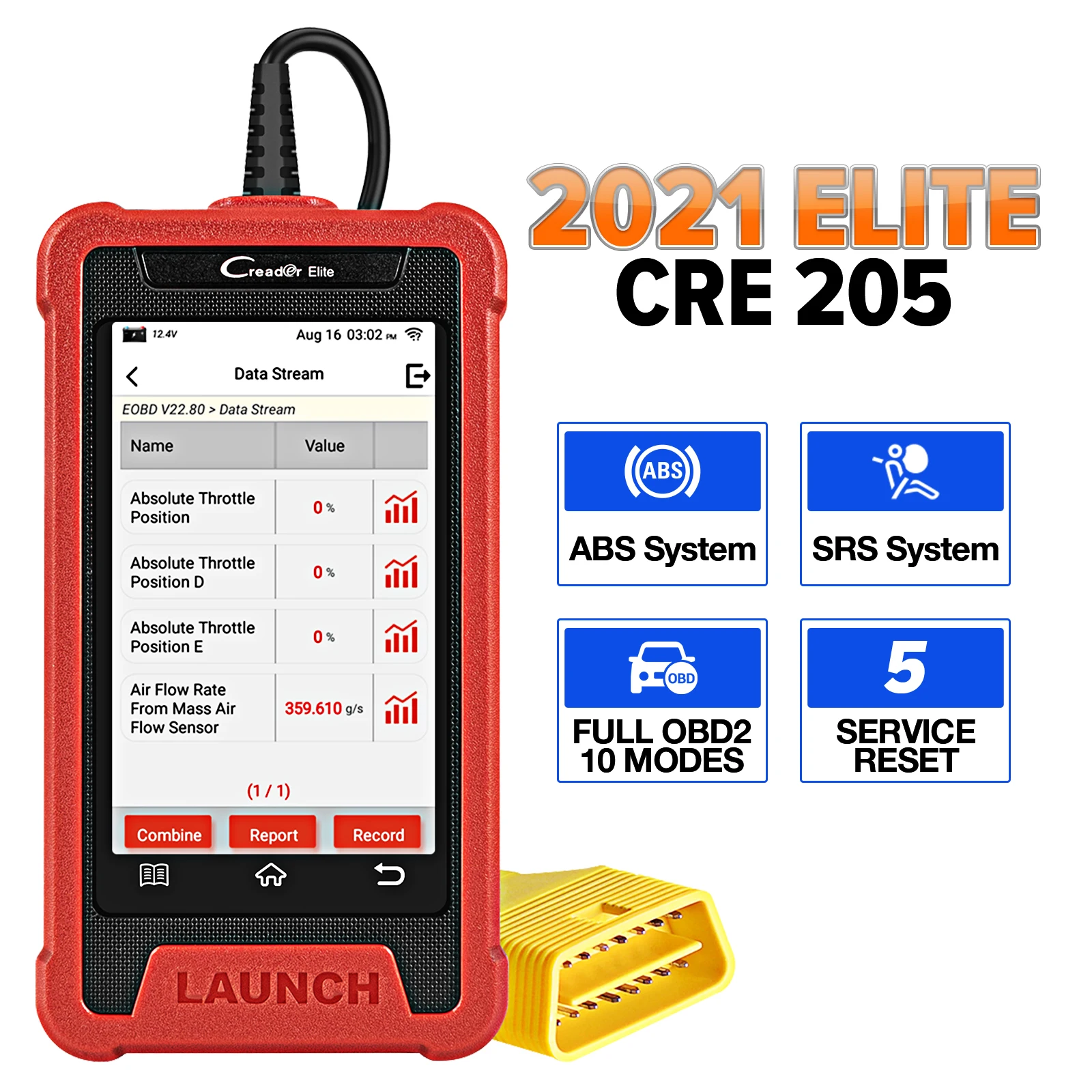 

LAUNCH X431 CRE205 OBD2 диагностический инструмент работа ABS подушка безопасности SRS система EPB масло TPMS SAS 16 Сброс услуги PK CRP129E автомобильный OBD сканер