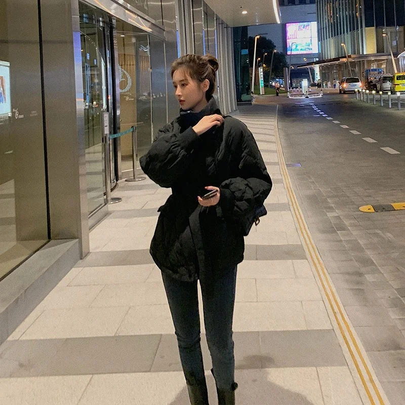 2023 Fashion Slim Waist White Bread Jacket Long-sleeved Jacket Autumn and Winter New Style Korean Down Cotton Jacket Women