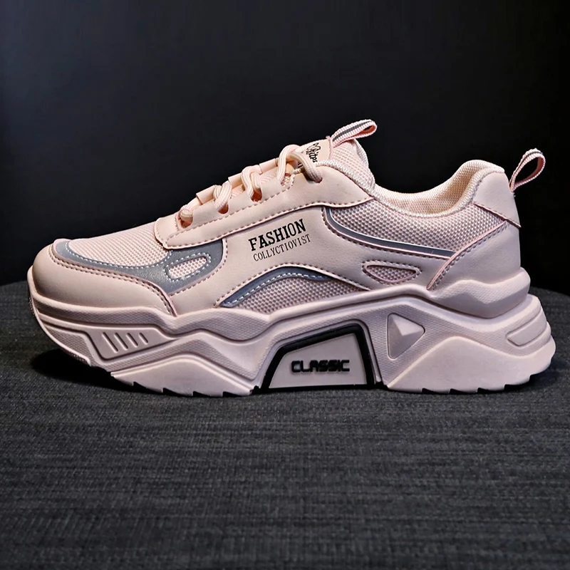 Кроссовки женские сетчатые на шнуровке Вулканизированная подошва дышащие