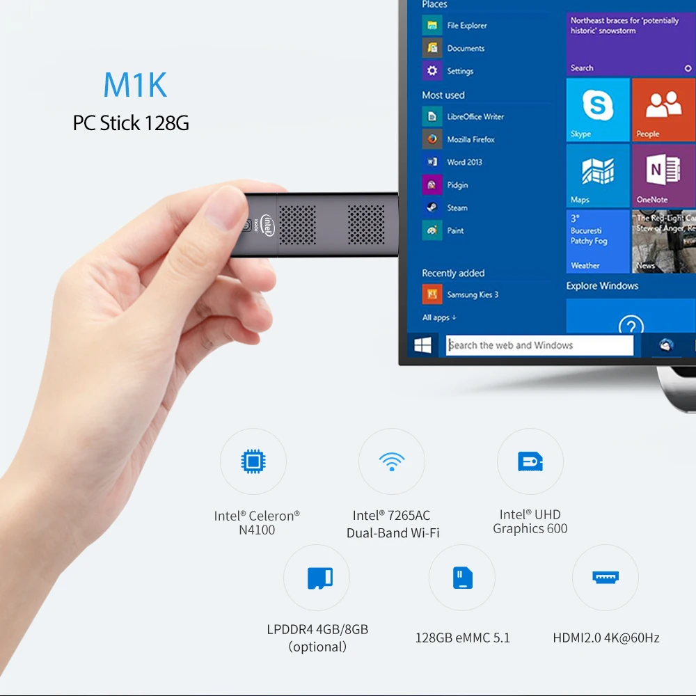 Мини-ПК четырехъядерный процессор Celeron J4125 6G/8G LPDDR4 128G/256G eMMC карманный компьютер 2