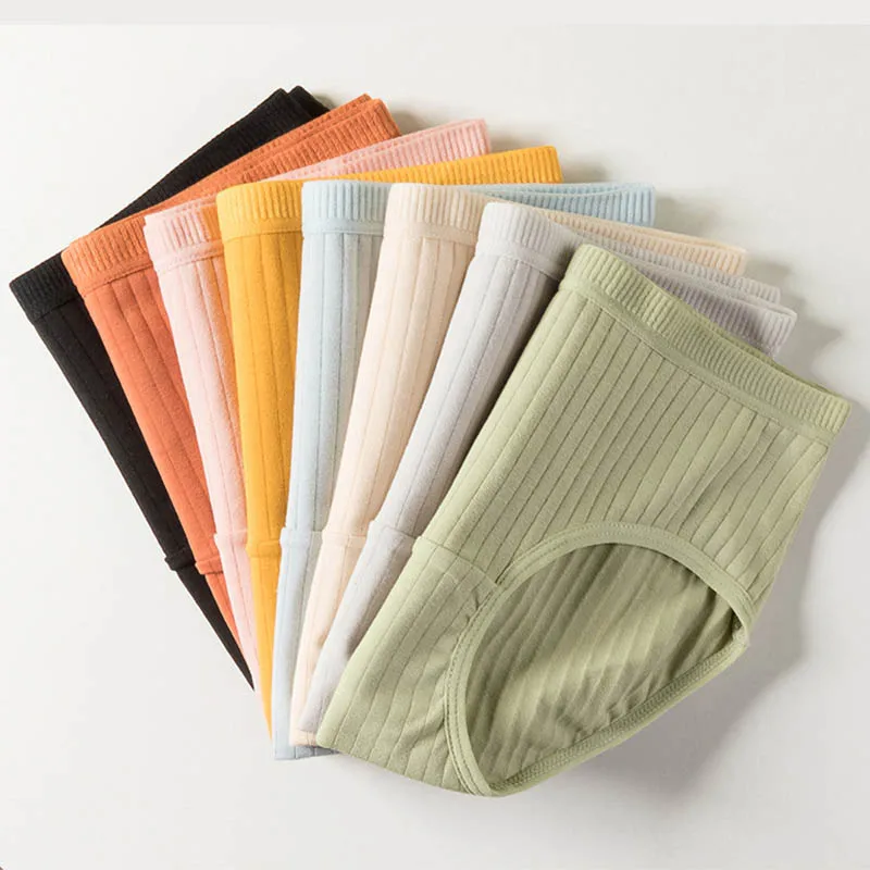 M 4XL хлопковые трусы для женщин нижнее белье полосатые до середины талии размера