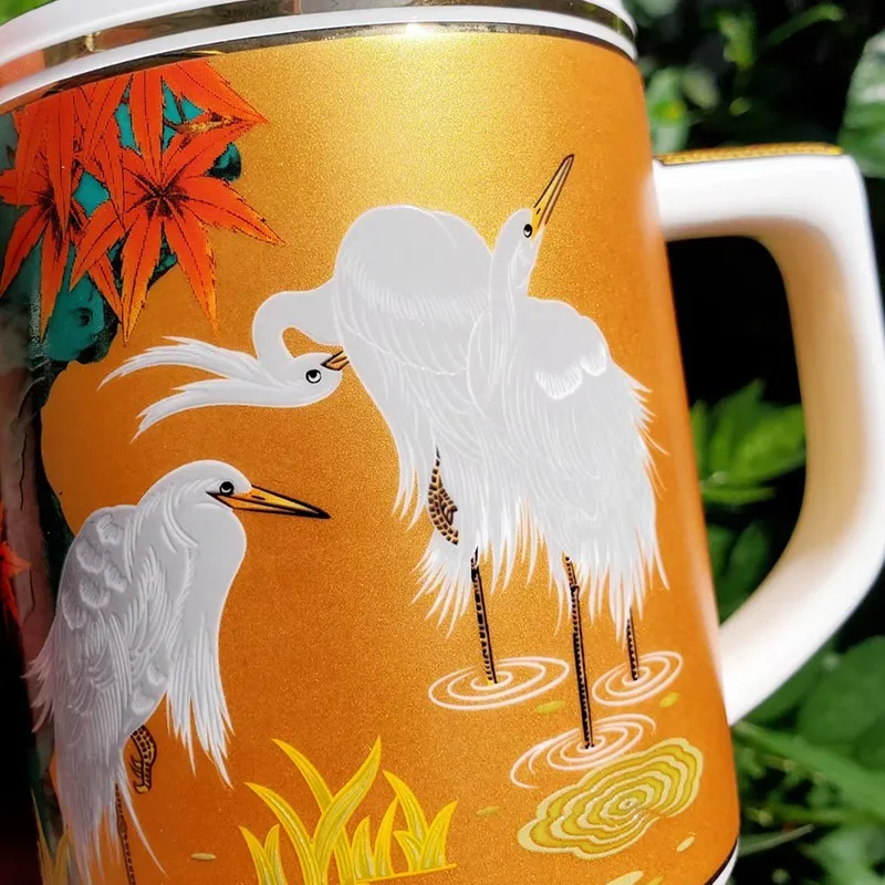 Taza de t&eacute; de porcelana China de hueso de gama alta, vaso de regalo de gran capacidad con tapa, taza de t&eacute; Simple para reuniones, 550ml-3
