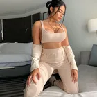 Женский брючный костюм, комплект из 2 предметов, короткий топ без рукавов и брюки, повседневная одежда для женщин на лето, 2021