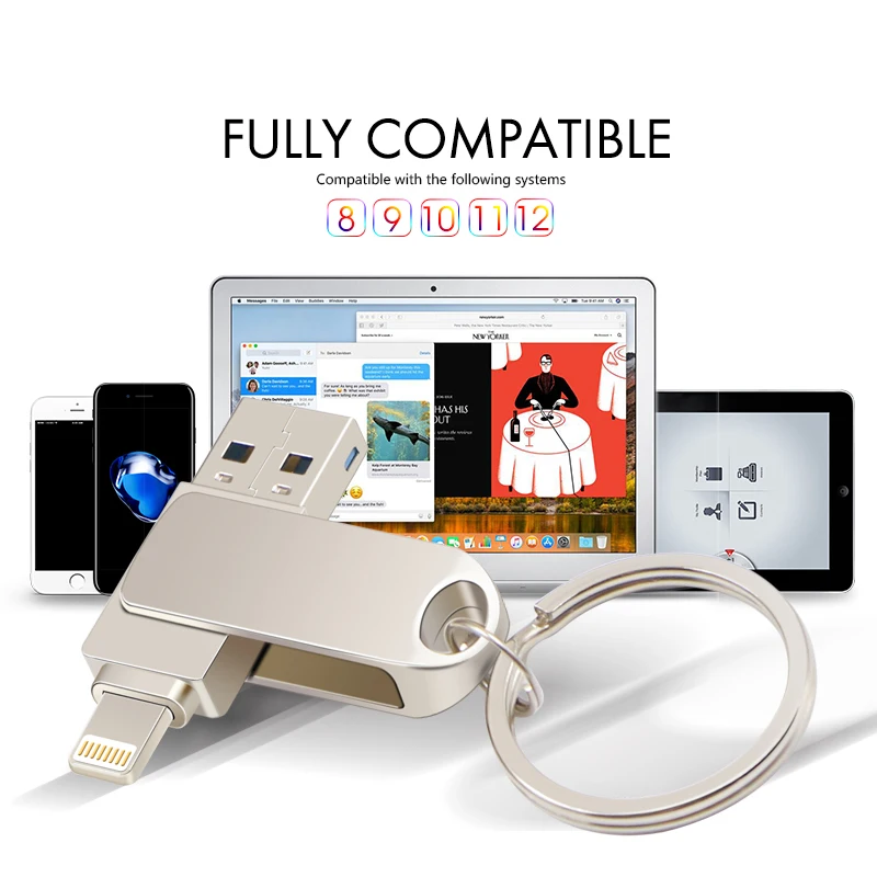 

Usb Flash Drive pendrive For iPhone 6/6s/6Plus/7/7Plus/8/X Usb/Otg/Lightning 2 in 1 Pen Drive For iOS External Storage Devices