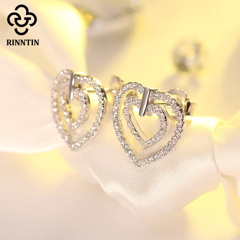 Женские серьги гвоздики из серебра 925 пробы с фианитом|Серьги-гвоздики| |