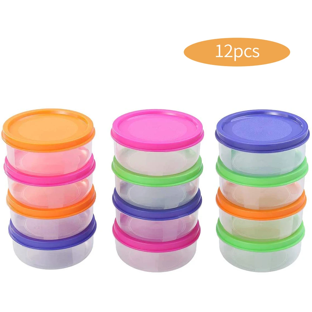 

12PCs 8.5cm Reusable Mini Plastic Food Storage Boxes Containers Snack Nut Fruit Organizer Kitchen Accessories Box Set With Lids