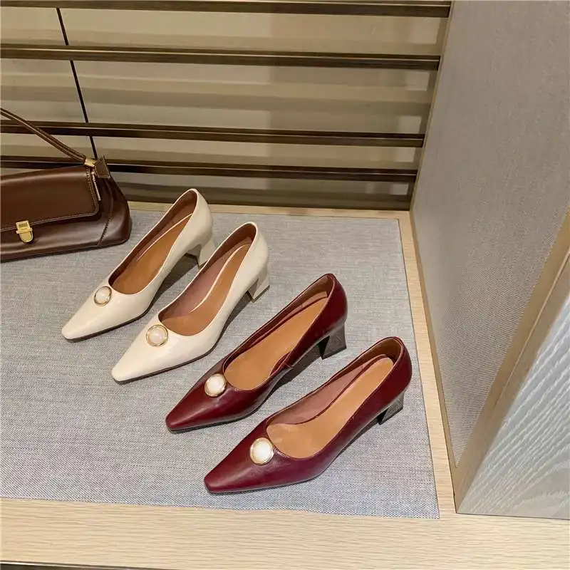 

Krazing pot genuine leather square toe high heels retro fashion French romantic beauty lady party early spring women pumps L31