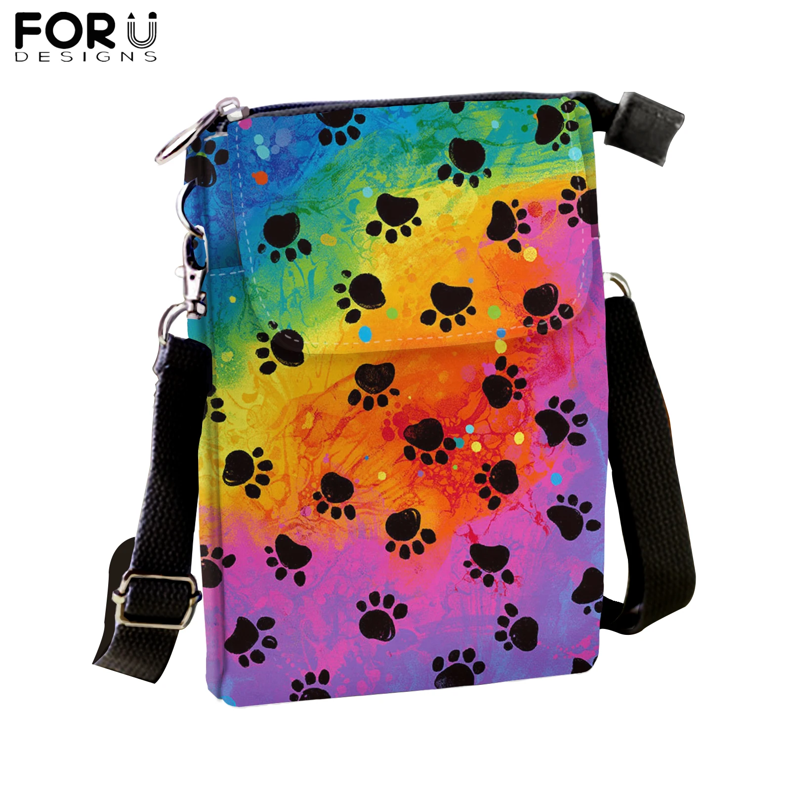 

Women Canvas Crossbody Bags for Ladies Mini Phone Bags Gradient Animal Footprint Girls Student Messenger Envelope Phone Wallets