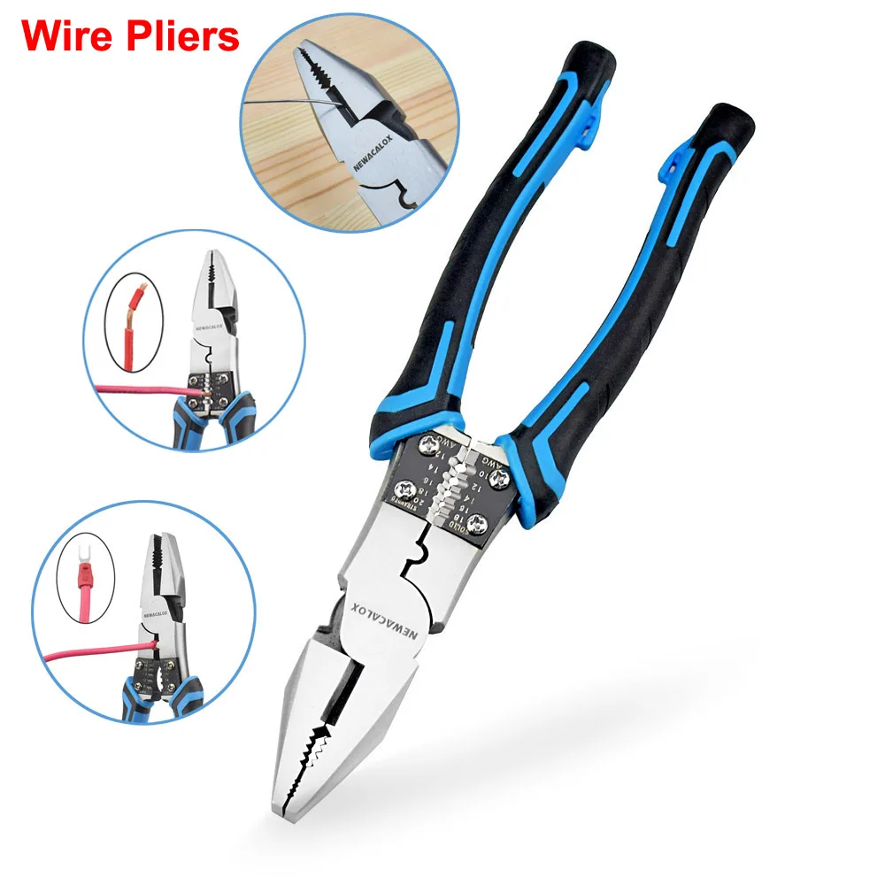 NEWACALOX 8'' Multitool Pliers Set Stripper/Crimper/Cutter Heavy Duty Wire Diagonal Jewelry Making Hand Tools | Инструменты