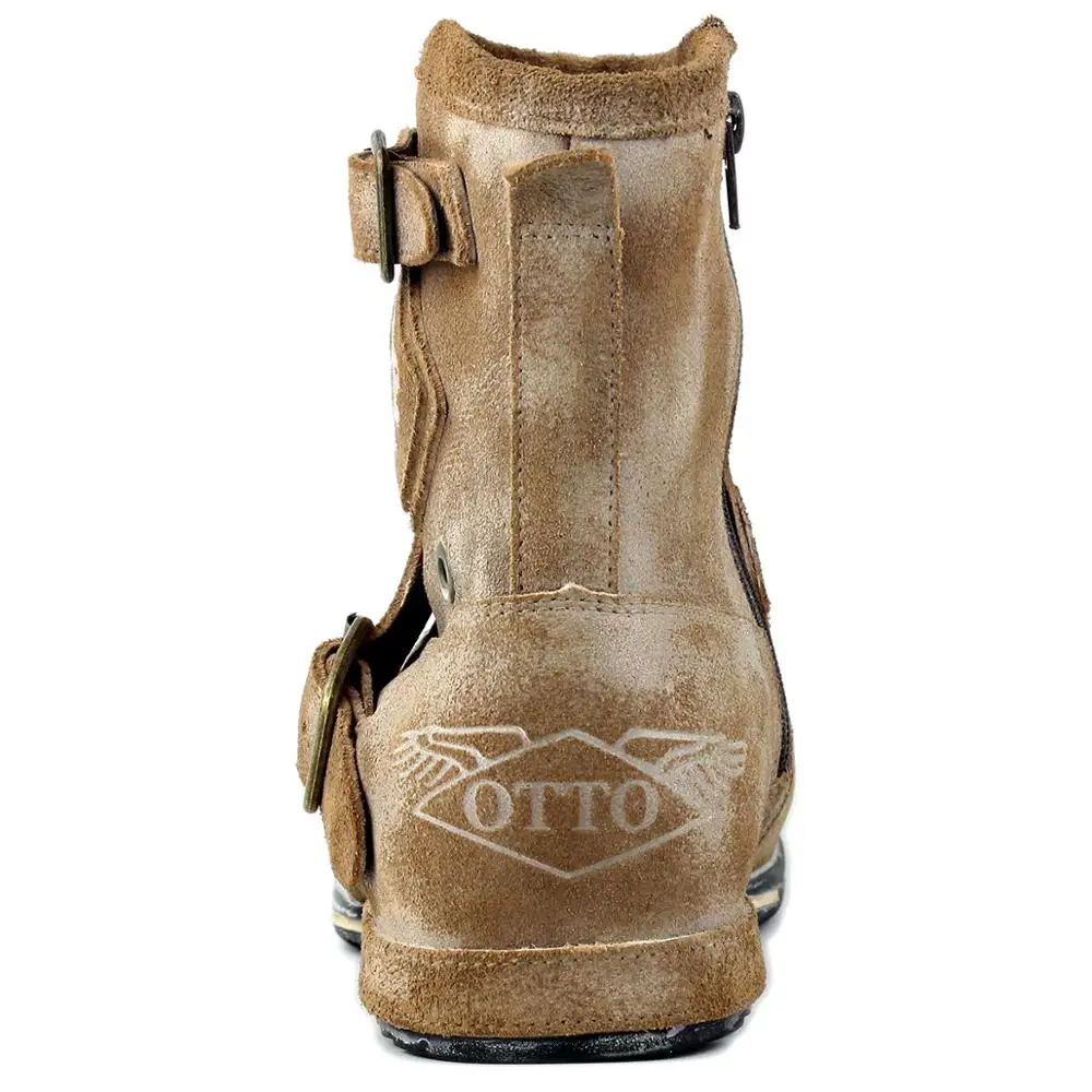 Мужские ботильоны в стиле ретро ковбойские ботинки на молнии мотоциклетные из