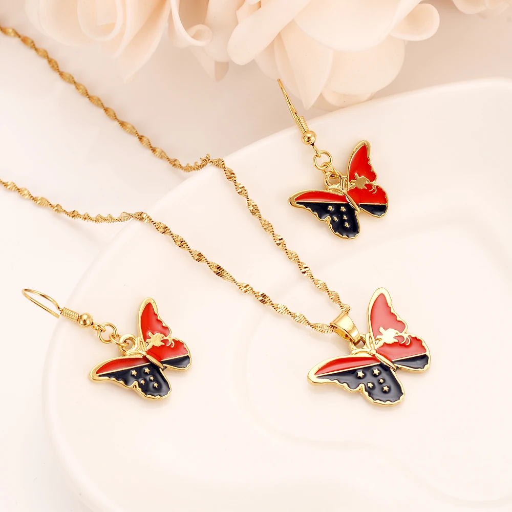 Золотые Разноцветные серьги с флагом ожерелье подвеска цепь Золотой Цвет Сердце