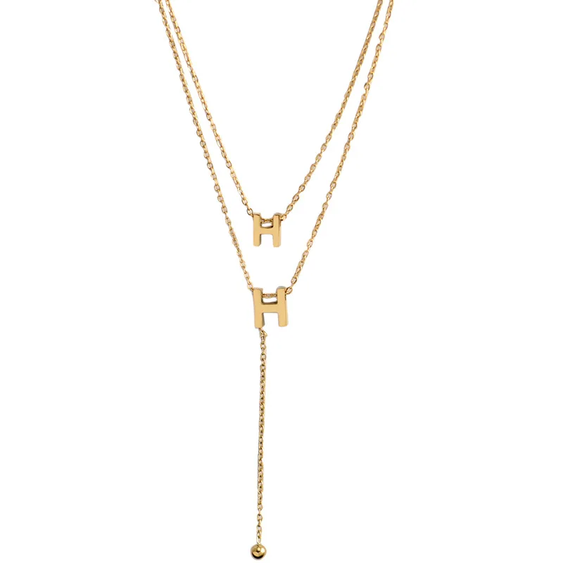 

2020 new Titanium steel fashion jewelry 2 layer H letters choker snake necklace nice gift for women girl