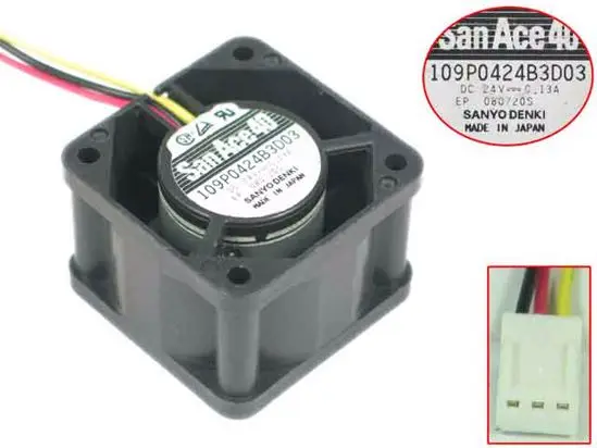 Вентилятор для охлаждения сервера SANYO DENKI 109P0424B3D03 DC 24 В 0.13A 40x40x28 мм - купить по