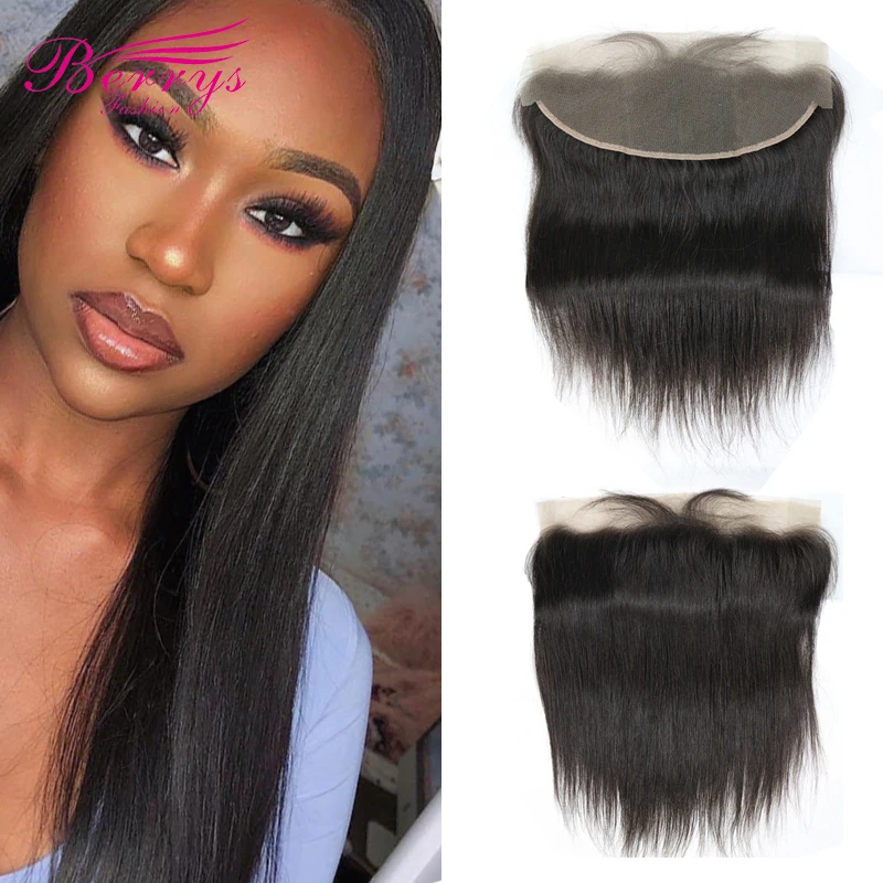 

Berrys Fashion 13x4 Lace Frontal Human Hair Brazilian Straight Virgin Hair Extensions With Baby Hair 10-20inch Pre Plucked