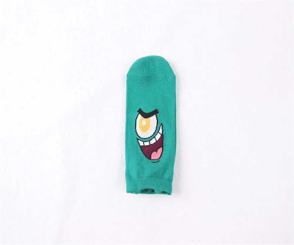 C 1pair 1 пара/5 пар, новинка года, женские хлопковые носки, Harajuku, модные носки со смешным рисунком губки боба, повседневные носки со смешным рисунком, Лидер продаж - Цвет: C 1pair