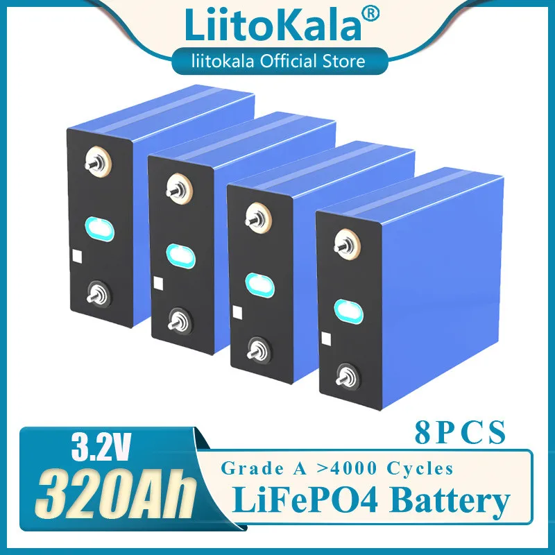 

2023 8pcs LiitoKala 3.2v 280Ah 310Ah 320Ah Lithium Iron Phosphate Battery Solar Cell 12v 24v 36v Grade A Lifepo4 Cell Tax Free