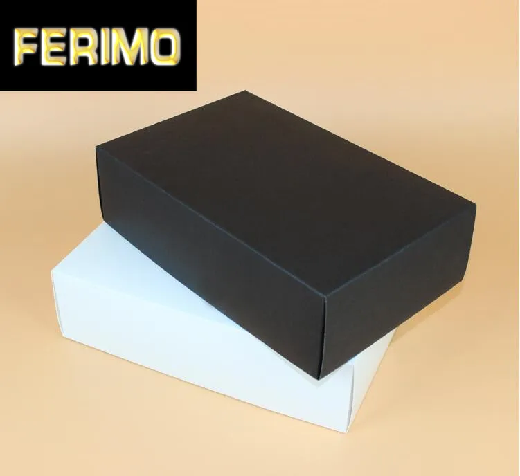 

28x18x8cm Large Gift Box Socks/Underwear/Silk Packaging Box White/Black Present Box with Cover Kraft Carton Cardboard Box 10pcs