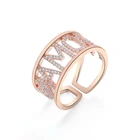Обручальные кольца для женщин с фианитом регулируемое Открытое кольцо розовое золото алфавитные Роскошные ювелирные изделия годовщина влюблённых Gift 2021