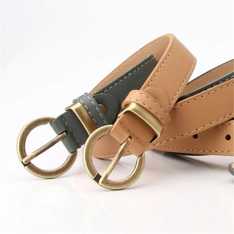 

Soft PU Leather Metal Ring Buckle Belts Vintage Decorative Casual Tighten All-Match Lightweight Long Women Belt Solid Waistband