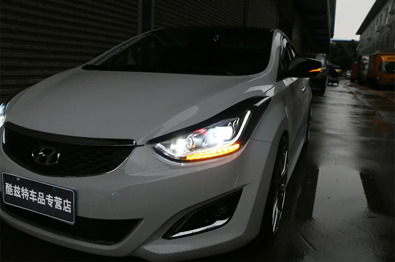 Автомобильный Стайлинг для Hyundai Elantra MD светодиодный 2011- фары новые Elantra DRL Объектив двойной луч H7 HID Xenon автомобильные аксессуары